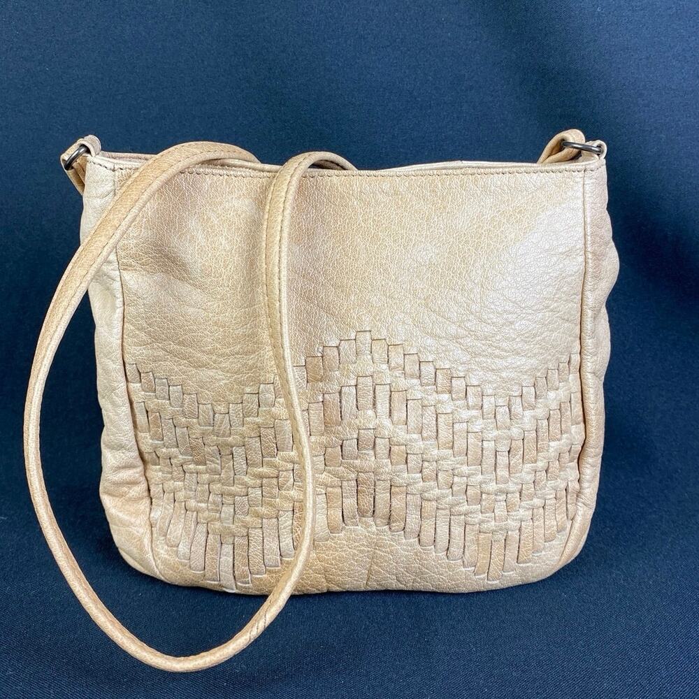 DAYMOOD PEONY LEATHER Camel Cream Crossbody Bag Boho Festival Purse